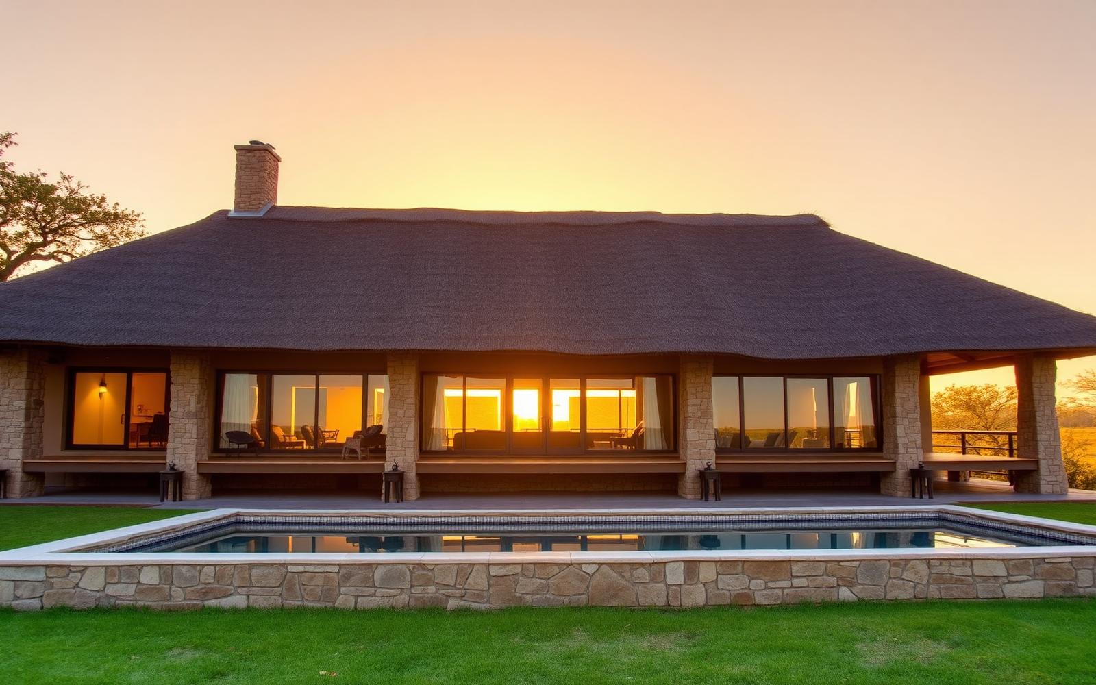 Luxury thatched game lodge