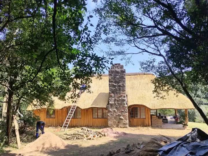 Lodge with stone chimney